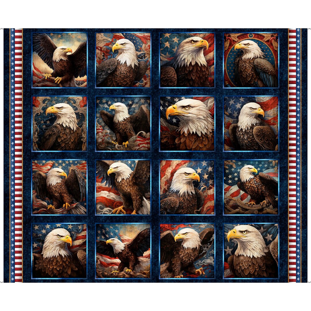 Eagle Picture Patches Panel 31660 Dark Navy N - QT Fabrics ...