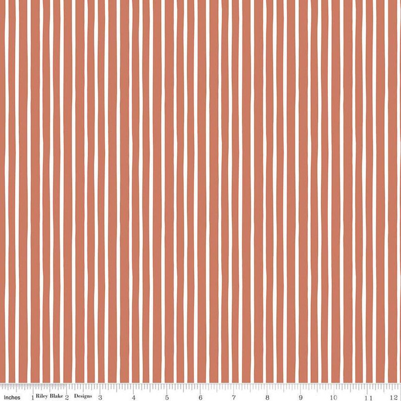 SALE Alphabet Zoo Stripes C14094 Terracotta by Riley Blake Designs Stripe Striped with White Quilting Cotton Fabric image 1