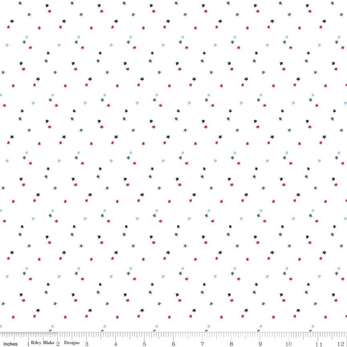 SALE Seasonal Basics Stars White Patriotic Fabric - Riley Blake Quilting Cotton Fabric