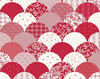 OFERTA Vieiras Rojas Deliciosas Estampado Cheater C15669 Rojo - Riley Blake Designs - Flores Florales - Tela de Algodón para Acolchar