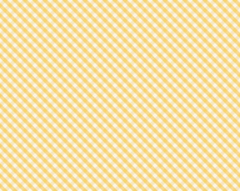 Spring Gardens PRINTED Gingham C14114 Yellow by Riley Blake Designs - Diagonal Checks Cream/Yellow - Quilting Cotton Fabric