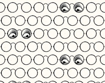SALE Goose Tales Spooky Specs Off White - Riley Blake Designs - Halloween Glasses Eyeglasses Eyes -  Quilting Cotton Fabric