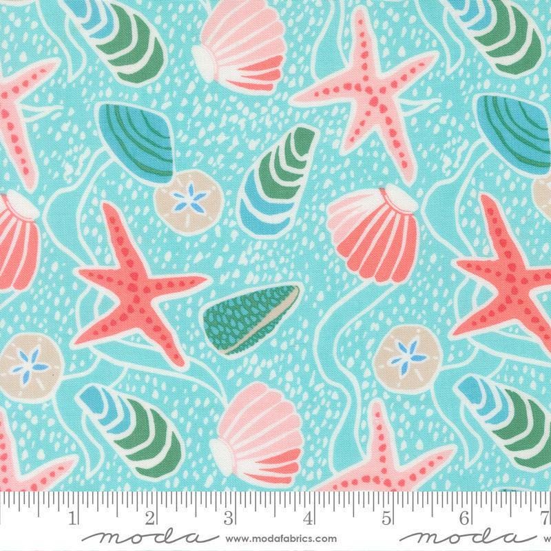 Ocean Shell Textiles Reef Sea Shells 27340 Surf - Moda Fabrics - Novelty Starfish Seastar ...