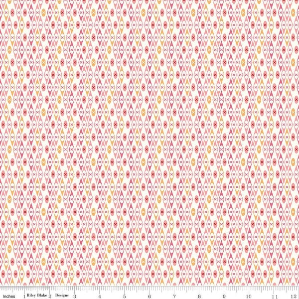 SALE Bee Vintage Edith C13084 Pink by Riley Blake Designs - Geometric Diamonds Xs - Lori Holt - Quilting Cotton Fabric