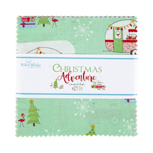 Christmas Adventure Charm Pack 5" Stacker Bundle - Riley Blake Designs - 42 piece Precut Pre cut - Camping - Quilting Cotton Fabric