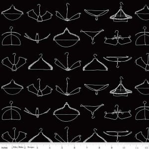 SALE Press On Wire Hangers C15258 Black - Riley Blake Designs - Vintage Clothes  - J. Wecker Frisch - Quilting Cotton Fabric