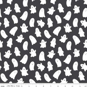 SALE Hey Pumpkin Ghosts C16032 Charcoal - Riley Blake Designs - Boo Halloween Spooky Season - Quilting Cotton Fabric