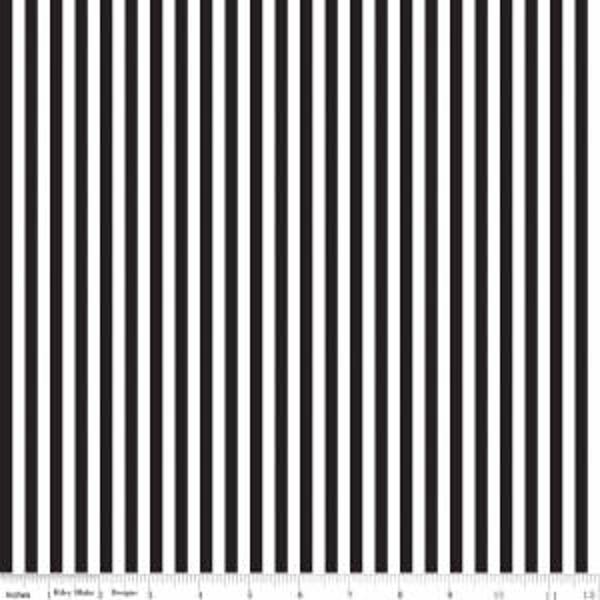 SALE Black and White 1/4 Quarter Inch Stripe by Riley Blake Designs - Quilting Cotton Fabric