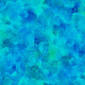 May include: Abstract background with swirling blue and green watercolor paint. The colors blend together to create a soft, ethereal effect.