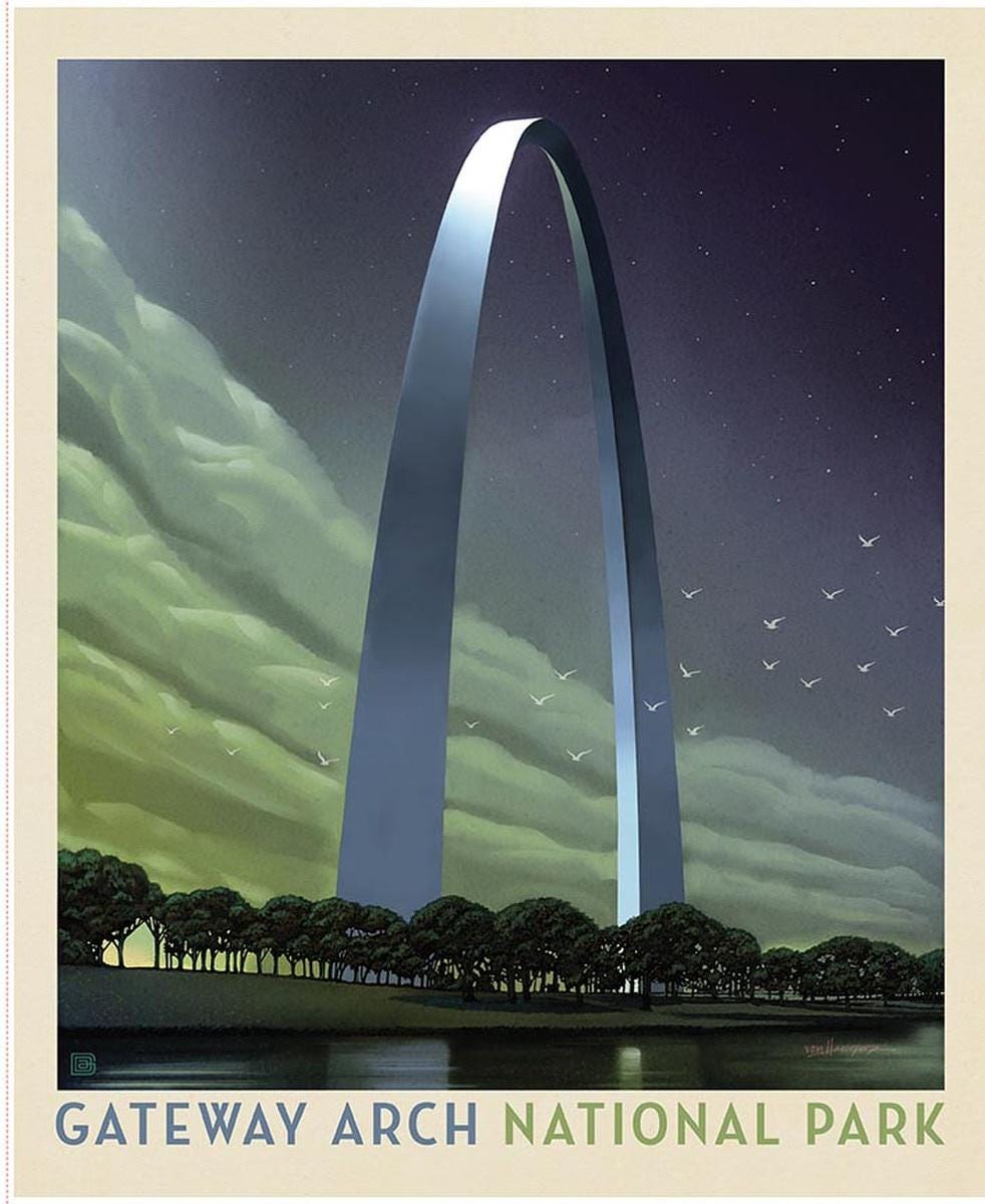 SALE National Parks Gateway Arch Poster Panel DIGITALLY PRINTED Fabric ...