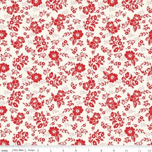Freedom Garden Medium Floral C15621 White - Riley Blake Designs - Floral Flowers Blossoms Leaves - Quilting Cotton Fabric