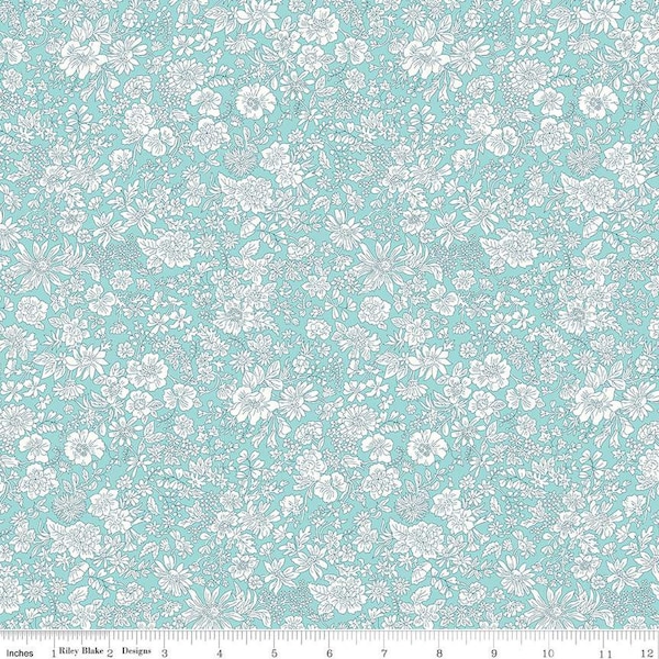 SALE Emily Belle Collection 01666410A Mermaid - Riley Blake Designs - Floral Flowers - Liberty Fabrics - Quilting Cotton Fabric