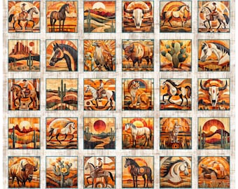 Canyonlands Scenic Picture Patch Panel Birch White Horse Fabric - 32013 - QT Fabrics Quilting Cotton Fabric