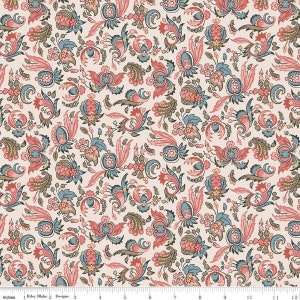 SALE Jane Austen at Home C10005 Jane - Riley Blake Designs - Cream Blue Historical Reproductions - Quilting Cotton Fabric - Licensed Product