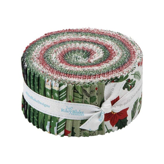 The Magic of Christmas 2.5 Inch Rolie Polie Jelly Roll 40 Pieces Riley  Blake Designs Precut Pre Cut Bundle Cotton Fabric 