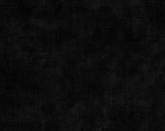 May include: Black fabric with a subtle textured pattern. The fabric is measured in inches.