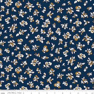 SALE Denim Florals 01667403A Tumbling Blooms A - Riley Blake Designs - Floral Flowers - Liberty Fabrics - Quilting Cotton Fabric