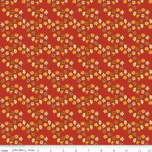 Fall&#39;s in Town Floral C13515 Red by Riley Blake Designs - Thanksgiving Autumn Flowers - Quilting Cotton Fabric