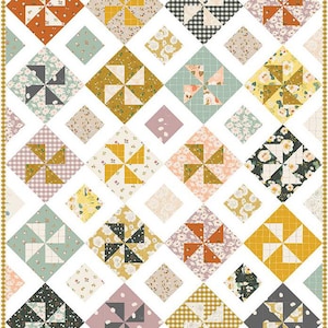 SALE Spin Me Around Quilt PATTERN P178 by Minki Kim - Riley Blake Designs - INSTRUCTIONS Only - Fat Quarter Friendly Pinwheels On Point