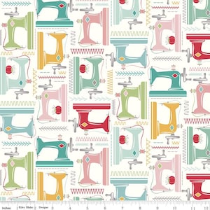 SALE LARGE CANVAS My Happy Place Home Decor Sewing Machines Cloud HD11210 - Lori Holt Riley Blake Extra Wide Lightweight Cotton Canvas image 1