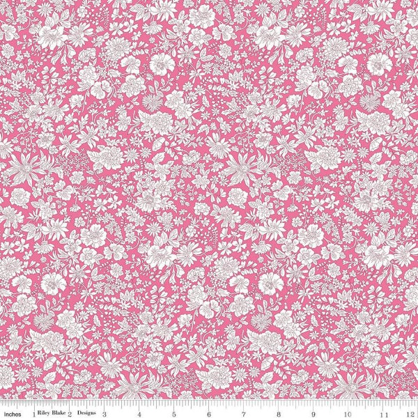 SALE Emily Belle Collection 01666439A Bright Pink - Riley Blake Designs - Floral Flowers - Liberty Fabrics - Quilting Cotton Fabric
