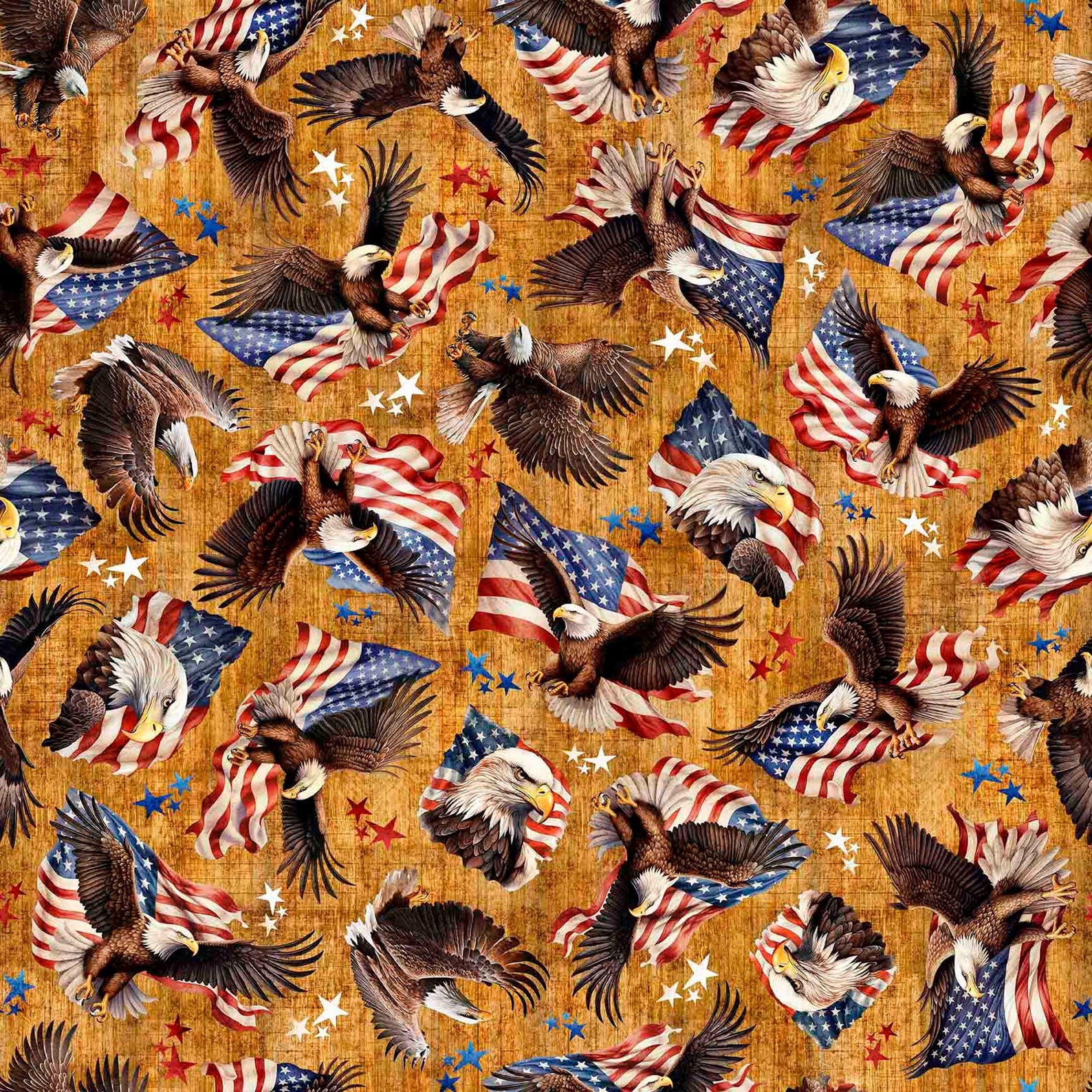 1776 American Eagle & Flag Toss 31661 Amber S - QT Fabrics ...