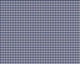 SALE Navy and White 1/8&quot; Eighth Inch Small PRINTED Gingham - Riley Blake Designs - Blue Checker - Quilting Cotton Fabric