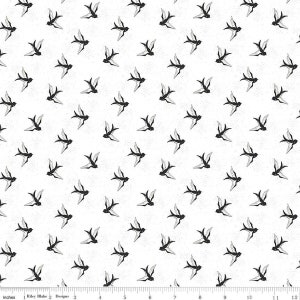 Blue Jean Bird C12724 Off White by Riley Blake Designs - Birds Swallows - Quilting Cotton Fabric