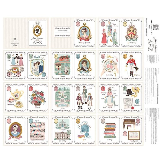 SALE Jane Austen Soft Book Panel Emma Fabric PD16547 - Riley Blake Quilting Cotton Fabric - Licensed Product