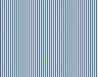 SALE Denim Blue and White 1/8 Eighth Inch Stripe - Riley Blake Designs - Quilting Cotton Fabric