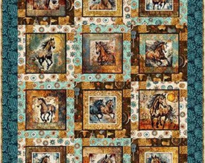 Block Talk Quilt Kit - QT Fabrics - Pattern Fabric - Western Horses ...