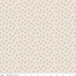 SALE Mercantile Delightful Background C14403 Lettuce by Riley Blake Designs - Lori Holt - Floral Flowers Dots - Quilting Cotton Fabric