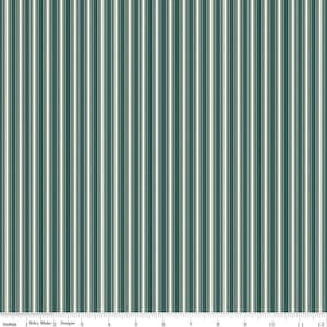 SALE Bellissimo Gardens Stripe C13834 Jade by Riley Blake Designs - Ticking Stripes Striped Cream Green - Quilting Cotton Fabric
