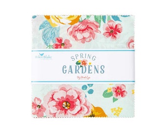 Spring Gardens Charm Pack 5" Stacker Bundle - Riley Blake Designs - 42 piece Precut Pre cut - Floral - Quilting Cotton Fabric