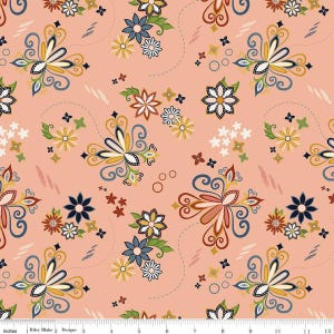 Curated Blooms Dance C15341 Blush by Riley Blake Designs - Floral Flowers Dashes - Quilting Cotton Fabric