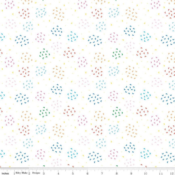 Our Little Band Geo Cluster C13063 White - Riley Blake Designs - Crayola Crayons C Shapes - Quilting Cotton Fabric