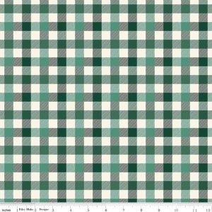FLANNEL Old Fashioned Christmas Check F15032 Green - Riley Blake Designs - Printed Gingham - FLANNEL Cotton Fabric