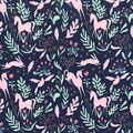 SALE Magic Folk Unicorn Navy Blue - Metallic - Sarah Jane for Michael Miller - Cotton Woven Quilt Fabric