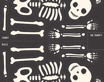 Hey Pumpkin Mr. Bones Jr. Halloween Skeleton Doll Panel P16039 - Riley Blake Quilting Cotton Fabric