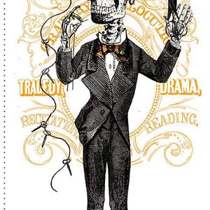 SALE Costume Maker&#39;s Act II Main Panel PD16000 - Riley Blake Designs - Halloween Skeleton - J Wecker Frisch - Quilting Cotton Fabric