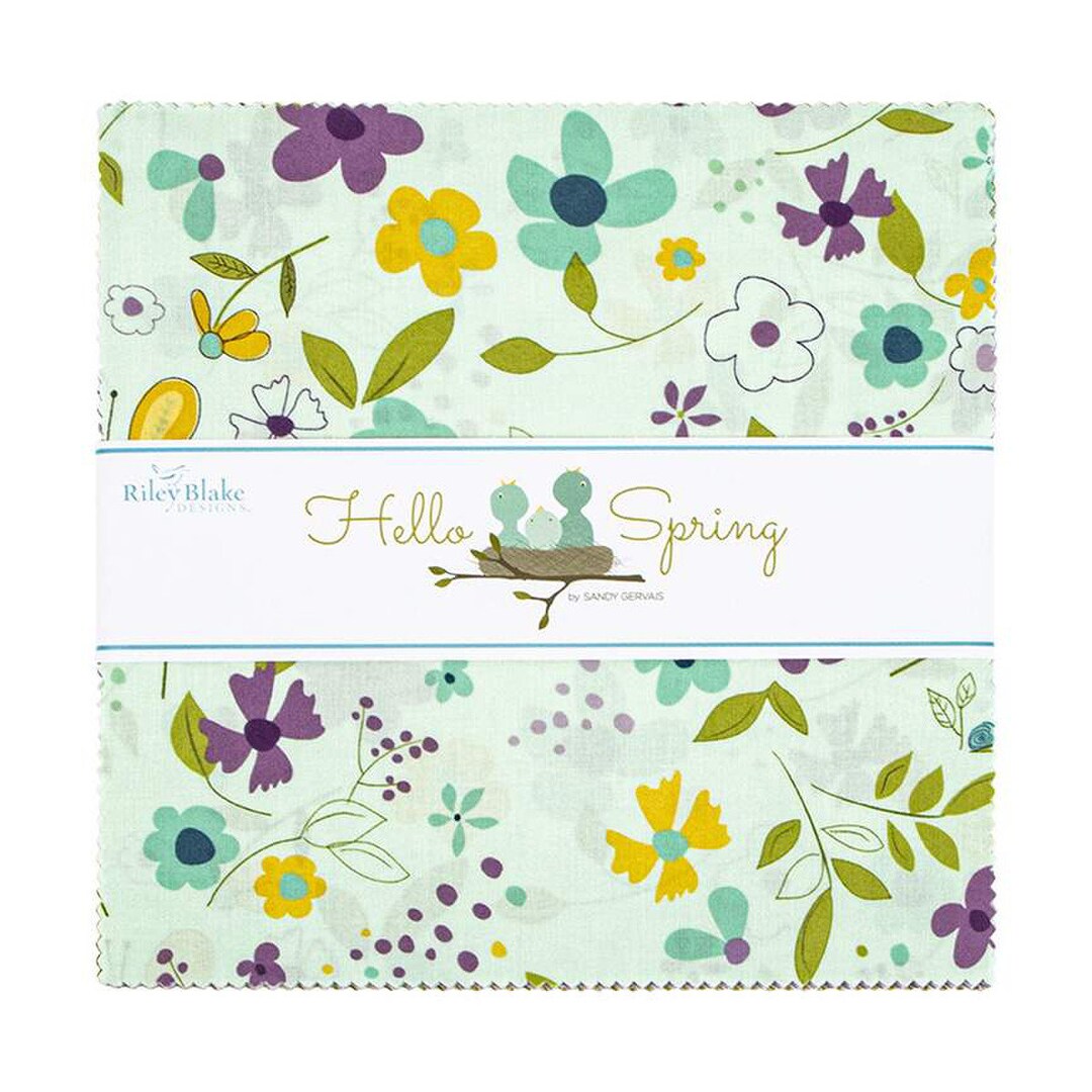 SALE Hello Spring Fat Quarter Bundle 21 Pieces Riley Blake Designs Pre Cut  Precut Flowers Butterflies Quilting Cotton Fabric 