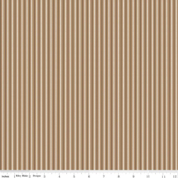 SALE Prairie Ticking C12306 Chestnut by Riley Blake Designs - Stripes Striped Stripe - Lori Holt - Quilting Cotton Fabric