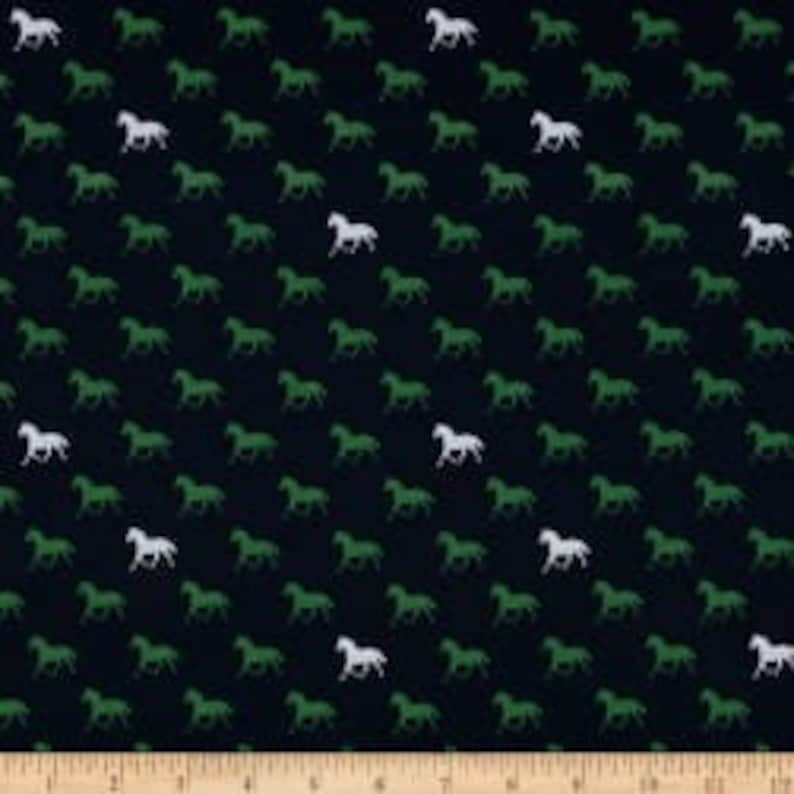 Horse Blue Green White KNIT Derby Day Horses K6871 Navy by Riley Blake Designs Jersey KNIT Cotton Lycra Spandex Stretch Fabric