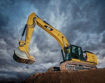 CAT Excavator Panel - Riley Blake Designs - Construction DIGITALLY Printed - Quilting Cotton Fabric