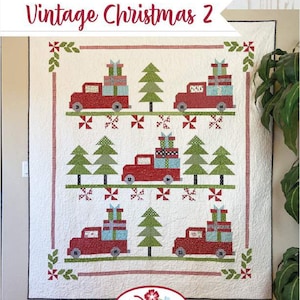 Vintage Christmas 2 Quilt PATTERN P189 by Erica Made - Riley Blake Design - INSTRUCTIONS Only - Christmas Trees Trucks Presents