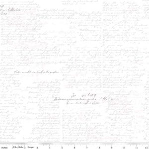 SALE Between the Pages Manuscript C15372 White - Riley Blake Designs - Text Script Words Cursive - Quilting Cotton Fabric