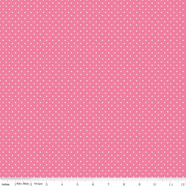 White on Hot Pink Flat Swiss Dots by Riley Blake Designs - Polka Dot - Quilting Cotton Fabric