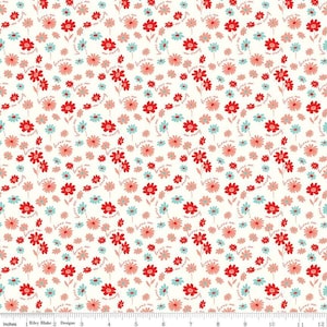 SALE You & Me Loves Me C15401 Cream by Riley Blake Designs - Floral Flowers Text Words - Quilting Cotton Fabric