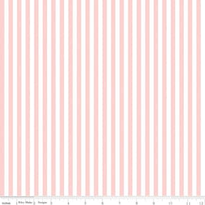 SALE Baby Pink and White 1/4 Quarter Inch Stripe - Riley Blake Designs - Quilting Cotton Fabric