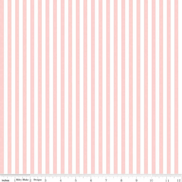 SALE Baby Pink and White 1/4 Quarter Inch Stripe - Riley Blake Designs - Quilting Cotton Fabric